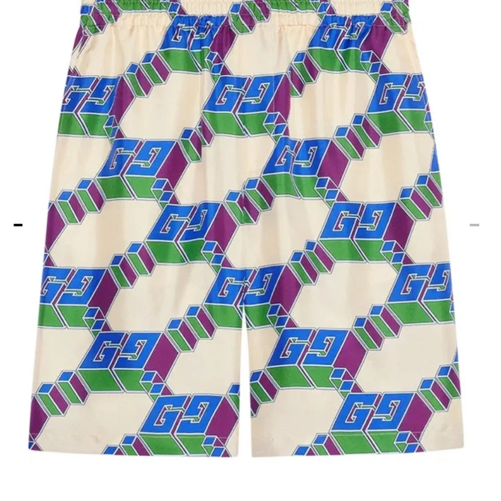 Men's Gucci, 3-D monogram silk twin shorts size 52/extra large made in Italy